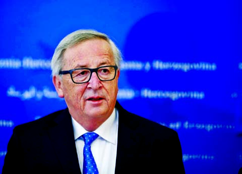 European Union Commision President Jean-Claude Juncker speaks in the Bosnian Parliament in Sarajevo.