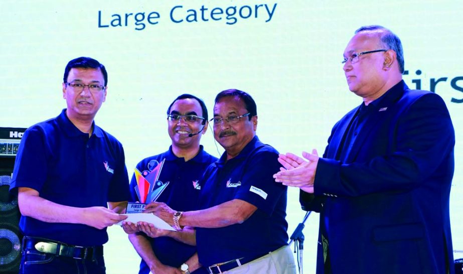 Syed Mahbubur Rahman, Managing Director of Dhaka Bank Limited, presiding over its Town Hall Meeting at a city convention center recently. Reshadur Rahman, Chairman, Board of Directors and Former Chairman ATM Hayatuzzaman Khan of the bank were present amon