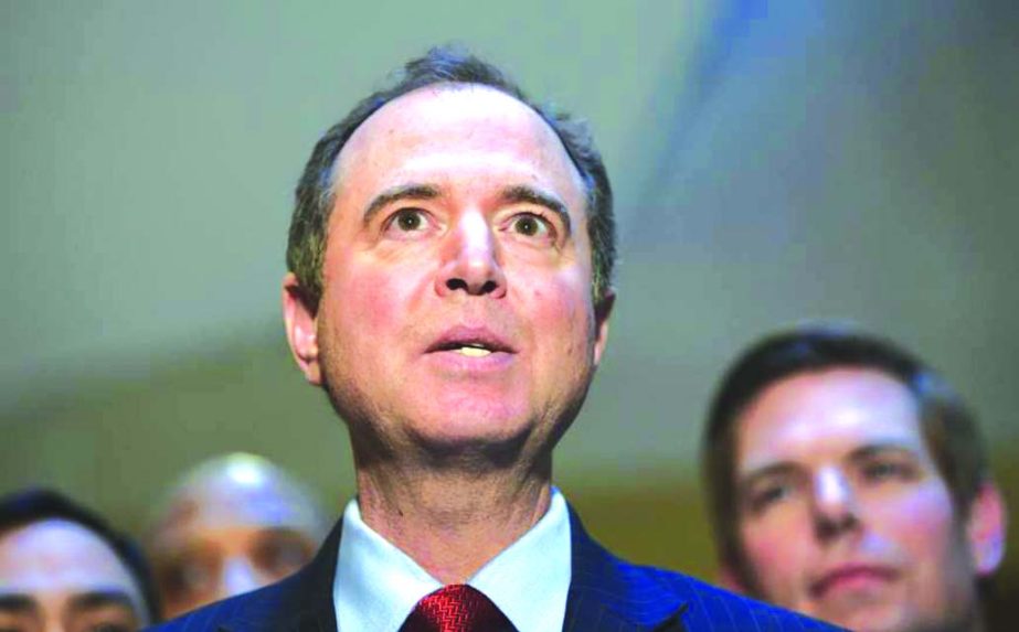 House Intelligence Committee ranking member Rep. Adam Schiff, D-Calif., speaks to reporters on Capitol Hill in Washington on Tuesday.