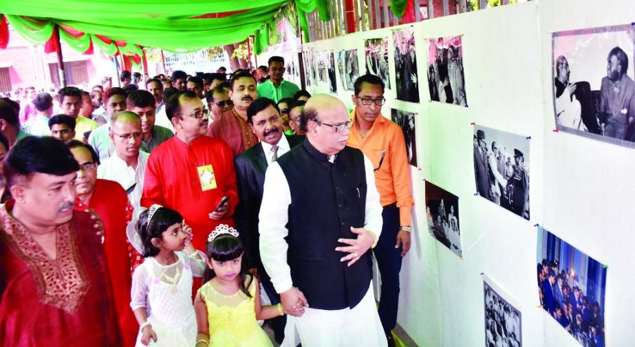 Health and Family Welfare Minister Mohammad Nasim visited around a photo exhibition organised at the Willes Little Flower School and College in the city on Saturday on the occasion of 99th birthday of Bangabandhu and also National Children's Day. Chairma