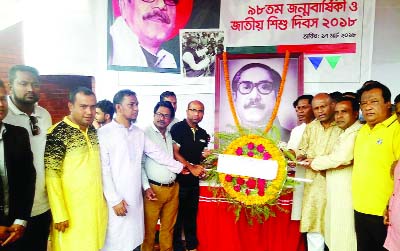 SYLHET: Leaders of Sylhet District Jubo League placing wreaths at the monument of Bangabandhu in observance of the 98th birth anniversary of Bangabandhu Sheikh Mujibur Rahman and National Children's Day on Saturday.