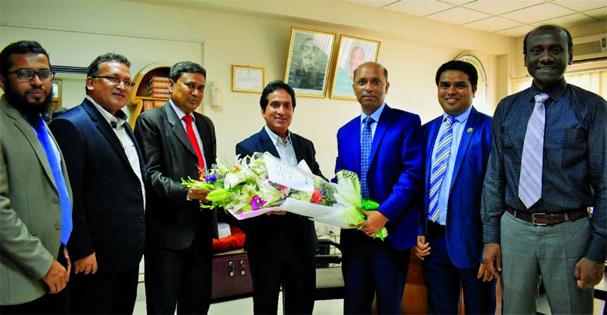 A delegate led by AKM Kamruzzaman, Chairman of Dhaka Branch Council (DBC) of the Institute of Cost and Management Accountants of Bangladesh met with NBR ChairmanMd Mosharraf Hossain Bhuiyan, at his office in the city recently. Md. Abdus Satter Sarkar, Vic