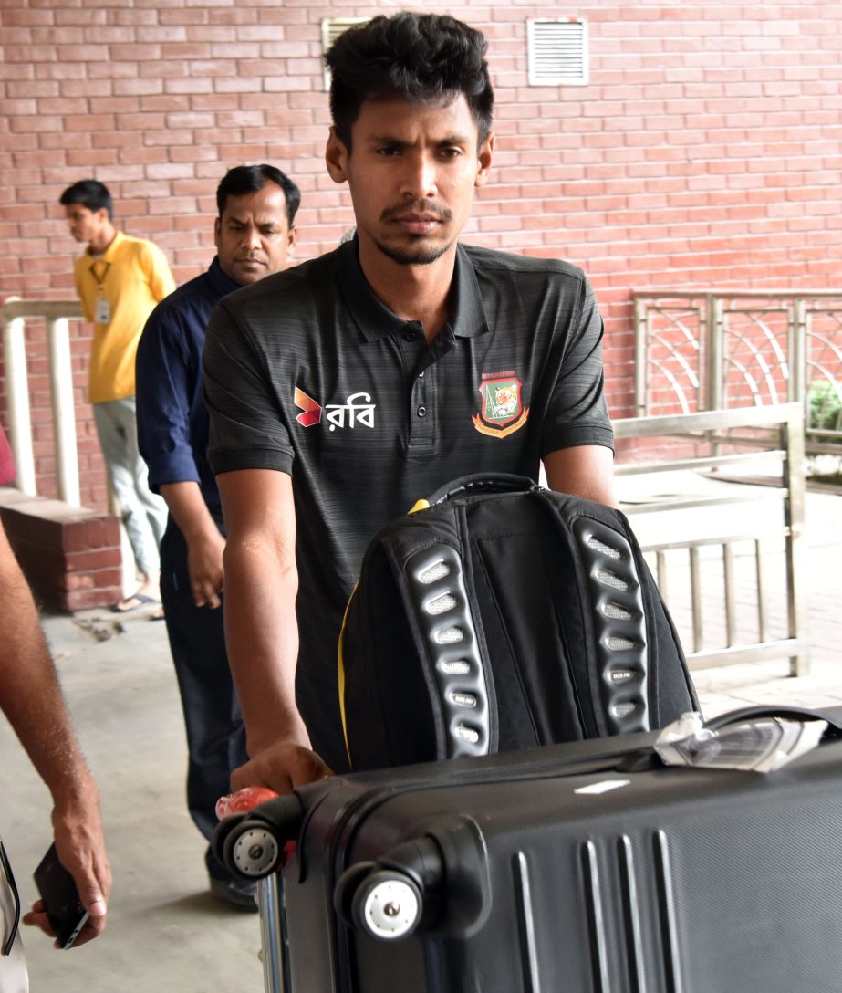 Members of Bangladesh Cricket team returned home from Sri Lanka on Monday. Photo shows Mustafizur Rahman at the Shahjalal International Airport at around 11.35 am