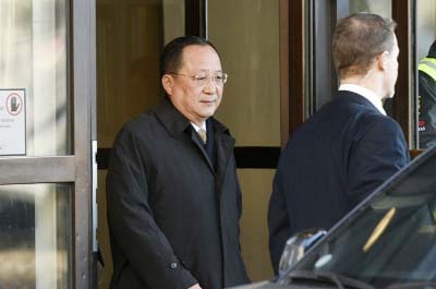 North Korean Foreign Minister Ri Yong Ho leaves a Swedish goverment building in Stockholm