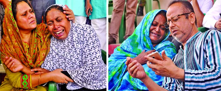 Relatives wailing after arrival of bodies of plane crash victims at the Army Stadium in city on Monday.