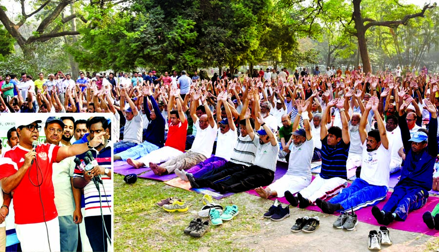 Mayor of Dhaka South City Corporation Sayeed Khokon inaugurated the yoga programme organised by Federation of Workers Association at Ramna Park in the city on Wednesday.