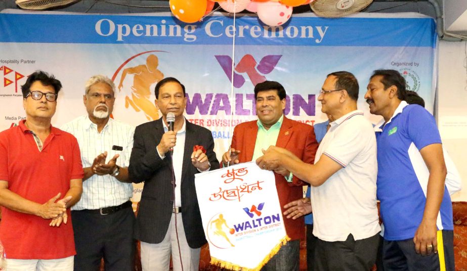 Secretary of Youth and Sports of Bangladesh Awami League Haruur Rashid speaking at the inaugural ceremony of Walton Inter-District & Division Basketball Competition at Dhanmondi Basketball Gymnasium on Thursday.