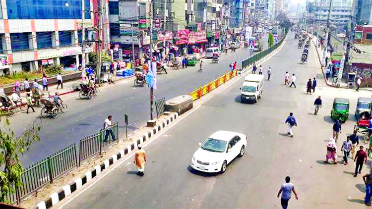 City experienced untold sufferings to dwellers and home-goers due to inadequate transports following the celebration of graduation from LDCs to developing country arranged at different points by the Govt. This photo was taken from Topkhana Road on Thursda