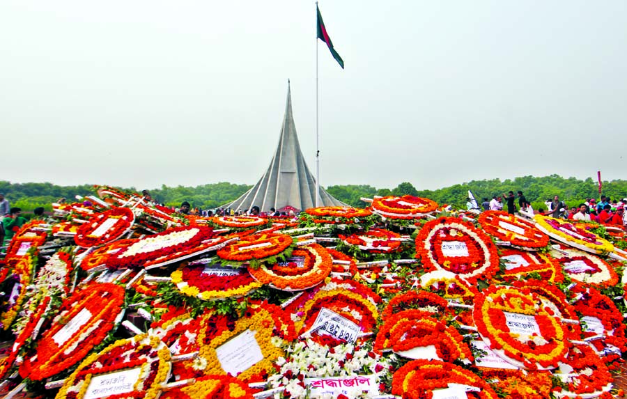 Marking the Independence and National Day, National Mausoleum at Savar bedecked with flowers on Monday.