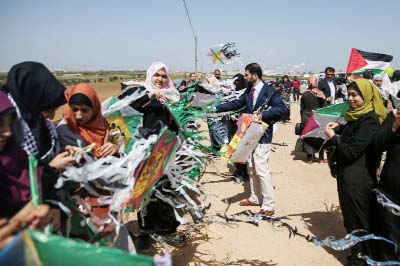 Palestinian plan a six-week protest camp near the border between the Gaza Strip and Israel which organisers say will be peaceful but Israeli officials are wary of a fresh border flare-up.