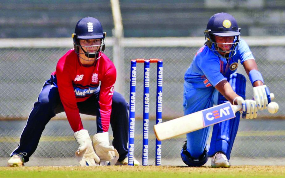 India's Harmanpreet Kaur bats during the Women's T20 Triangular Series cricket match against England in Mumbai, India on Thursday.