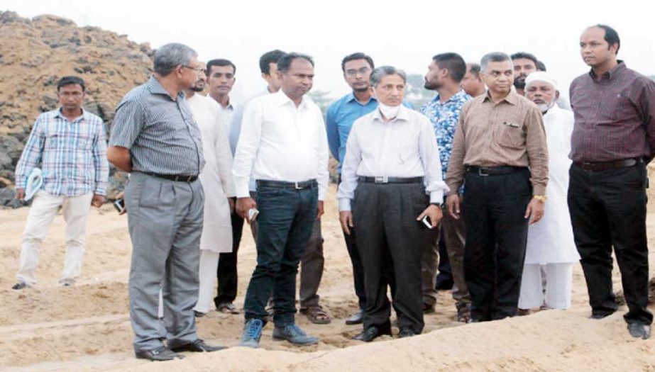CDA Chairman Abdus Salam visiting the site of the undergoing development works of Marine Drive outer ring road in the Port City on Friday.