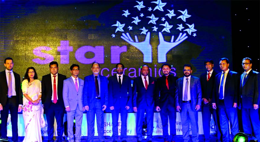 Syed A. K Anwaruzzaman, Chairman of Star Ceramics Limited, poses for a photograph after announce the plan to raise equity through IPO under book-building method at a city hotel recently. Qamar Uz Zaman, Managing Director and Ajay Kumar, CFO of the company