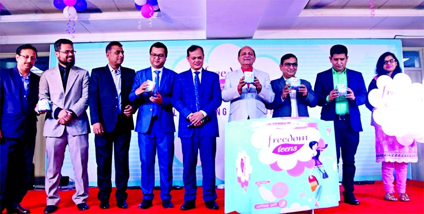 Syed Alamgir, Managing Director of ACI Consumer Brands, inaugurating a new variant of freedom sanitary napkin "Freedom Teens" at ACI Center in the city on Sunday. Md. Quamrul Hassan, Business Director, Khandaker Ishtiak Ahmed, Marketing Manager and othe