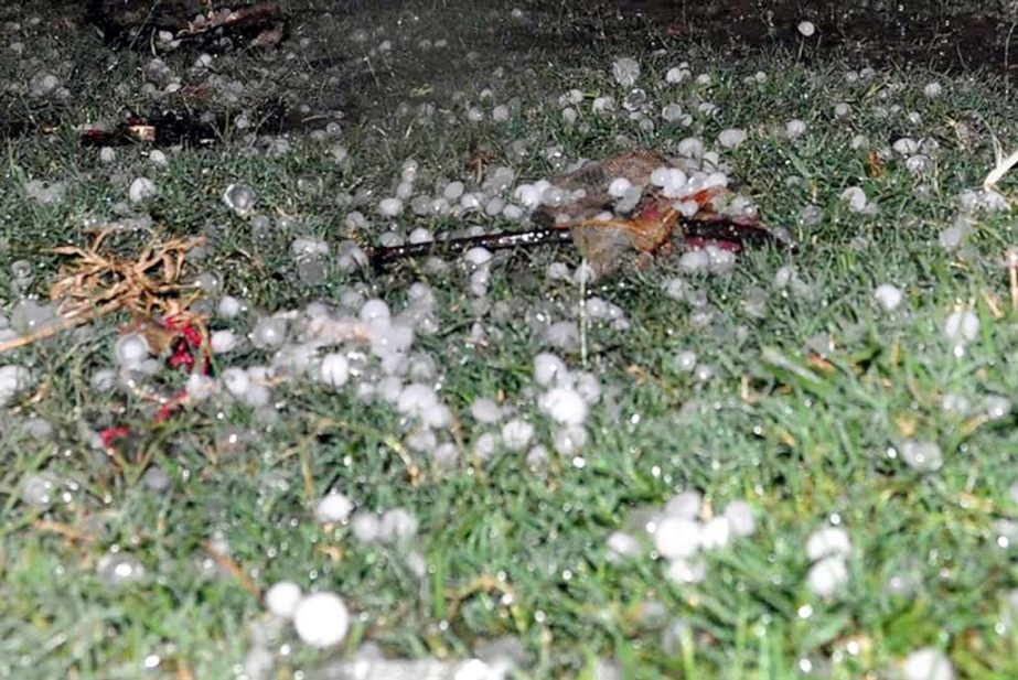 Sudden hailstorms occur at Chattogram on Tuesday. This snap was taken from Halisahar area.