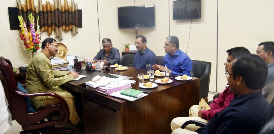 CCC Mayor A J M Nasir Uddin speaking at a view exchange meeting with officials of Narcotics Department of Chattogram District as Chief Guest on Wednesday.