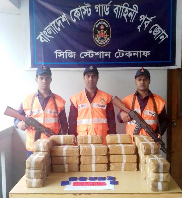 Bangladesh Coast Guard , East Zone recovered four lakh Yaba tables from Naf River on Wednesday.