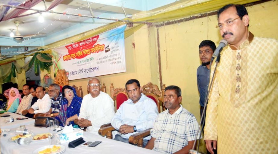 CCC Mayor AJM Nasir Uddin speaking as Chief Guest at an anti-militancy rally in the Port City on Thursday.