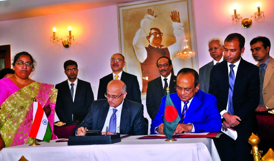 Indian Foreign Secretary Vijay Keshav Gokhale and Bangladesh Foreign Secretary Shahidul Haque respectively were presenr at a MoU signing ceremony between the two countries at the State Guest House Padma in the city on Monday.