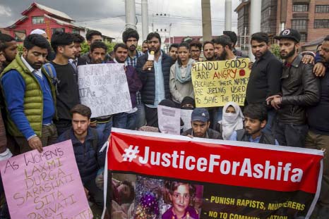 Students and others participate in a protest against the rape and murder of Asifa, an 8 year-old girl .