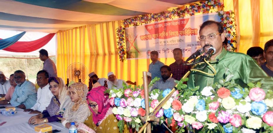 CCC Mayor A J M Nasir Uddin speaking at a discussion meeting at Bangabandhu High School at Pahartoli on anti- militancy and drug abuses rally as Chief Guest on Thursday.