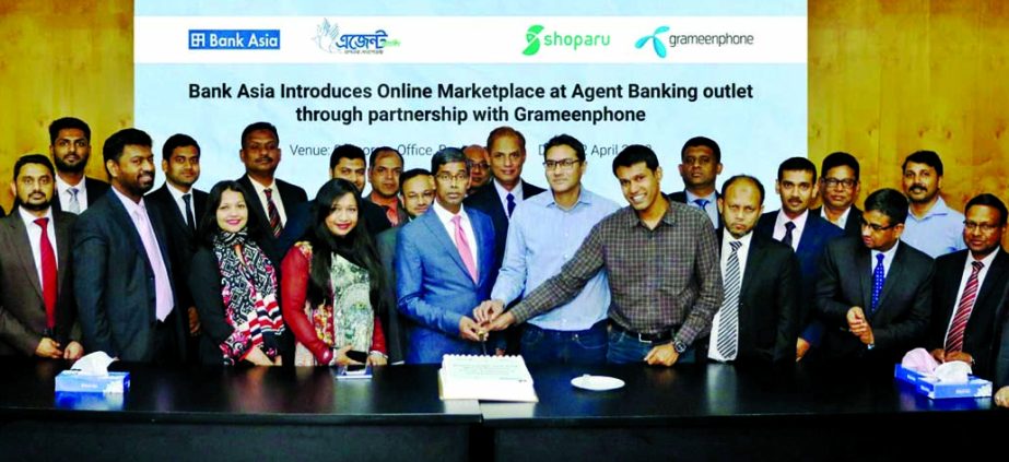 Md Arfan Ali, Managing Director of Bank Asia Ltd, launching the bank's online marketplace at Agent Banking outlets through partnership with Grameenphone at the bank's corporate office in the city recently.