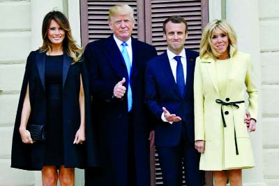 US President Donald Trump and French President Emmanuel Macron are to meet face to face for half an hour, and then again for an hour in a broader meeting with more aides.