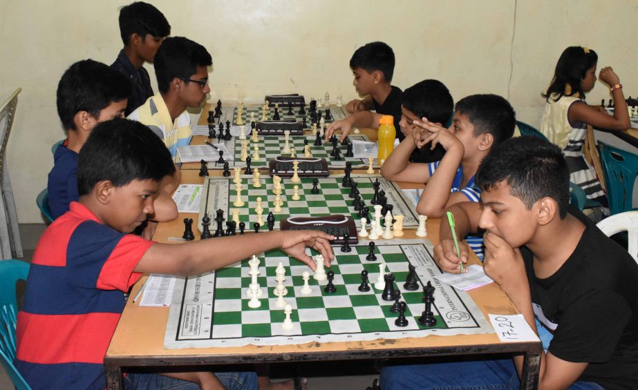 A scene from the SAIF POWER BATTERY 37th National Sub-Junior (Under-16) Open Boys & Girls Chess Championships-2018 , which began at the Bangladesh Chess Federation hall-room on Saturday.