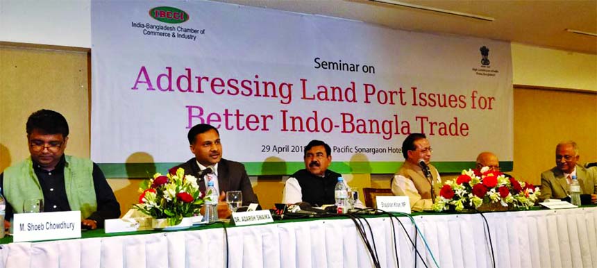 Shipping Minister Shahjahan Khan, inaugurates the seminar on 'Addressing Land Port Issues for Better Indo-Bangla Trade' organized by India-Bangladesh Chamber of Commerce and Industry (IBCCI) at a hotel in the city on Sunday as chief guest. Deputy High C