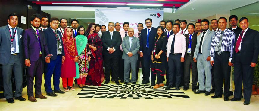 Arif Quadri, AMD of United Commercial Bank Limited, poses for a photograph with the participants of a five-day long workshop on 'Credit Management' at its Corporate Head Office in the city recently. Abul Ali Ahad, SVP and officials from different branch