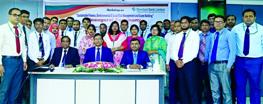 Md. Tariqul Azam, AMD of Standard Bank Limited, poses with the participants of a two-day long workshop on "Sustainable Finance, Environmental and Social Risk Management and Green Banking" for credit officers at its Training Institute in the city recentl