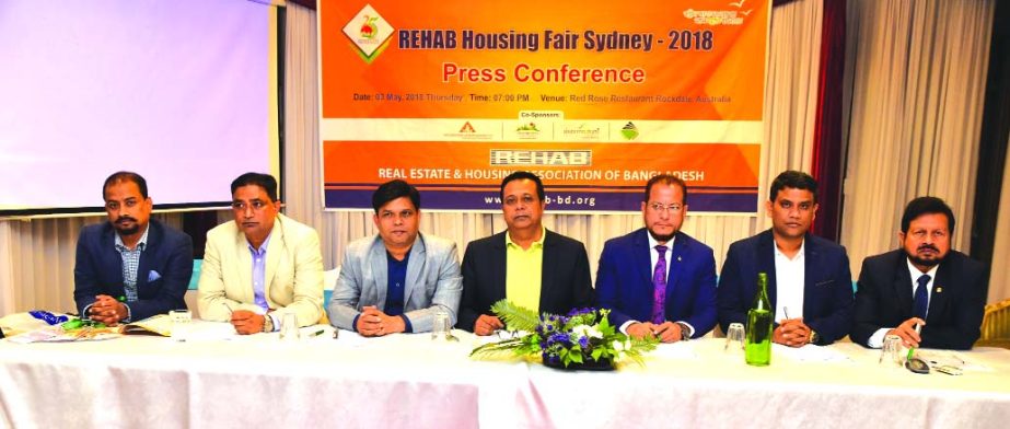 Sakil Kamal Chowdhury, Director of Real Estate and Housing Association of Bangladesh (REHAB), addressing at a press conference marking the three-day long REHAB Housing Fair Sydney-2018 at a hotel in Australia on Thursday. The fair begin today (Saturday) a