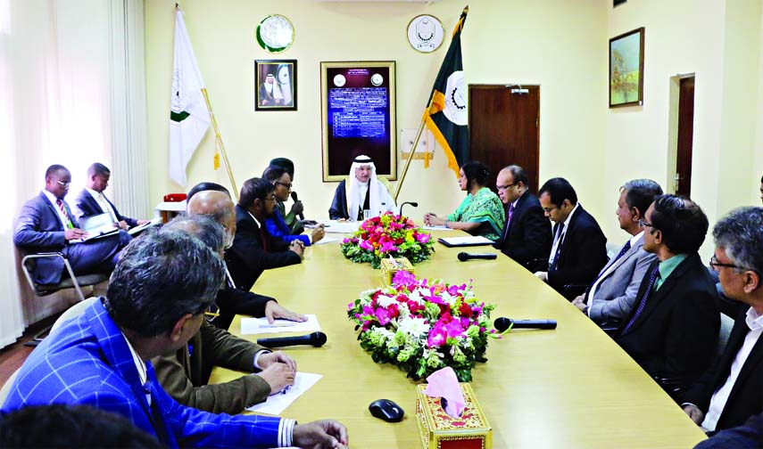OIC Secretary General and Chancellor of Islamic University of Technology (IUT), Dr. Yousef bin Ahmad Al-Othaimeen, presiding over a meeting with top administration of the university at Board Bazar in Gazipur on Firday. Dr. Omar Jah, acting Vice-Chancellor