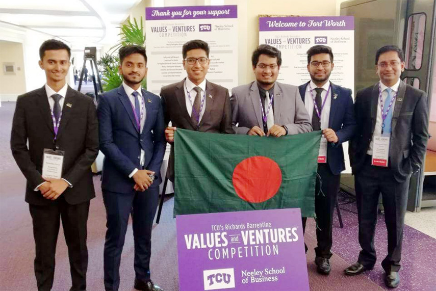 Five members of BUP team at TCU Richards Barrentine Values and VenturesÂ® Competition in Texas Christian University, Texas, USA recently.
