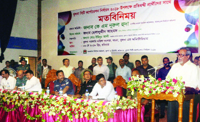 KHULNA: K M Nurul Huda, Chief Election Commissioner addressing a view exchange meeting with candidates of Khulan City Corporation Election at Bayra Mahila College Auditorium as Chief Guest on Sunday.