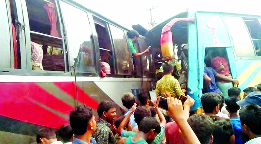 At least 30 passengers were injured in a tragic road accident near the Ramu Degree College on Cox's Bazar- Chattogram Highway on Tuesday.