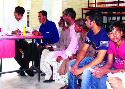MADHUKHALI(Faridpur): A day-long eye camp was held at Madhukhali Model Govt Primary School premises organised by Ad-deen Community Health and Micro Finance, a voluntary organisation on Sunday.
