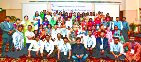 Members of Professional Secretaries Welfare Association of Bangladesh (PSWA) posed for a photograph at a function held at a hotel in the city's Gulshan recently.