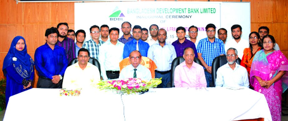 Manjur Ahmed, Managing Director of Bangladesh Development Bank Limited (BDBL), poses with the participants of a three-day long training course on "IT Security and Fraud Prevention in Banks'' at its Training Institute in the city recently. Md. Shahjahan