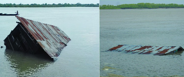 KHULNA: Jorshing Bazar has been submerged as a portion of embankment of Shakberia River has been collapsed at South Bedkashi Union in Koyra Upazila on Friday.