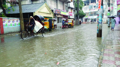 BARISHAL : City roads in Barishal have been water logged due to heavy downpour on Friday noon.