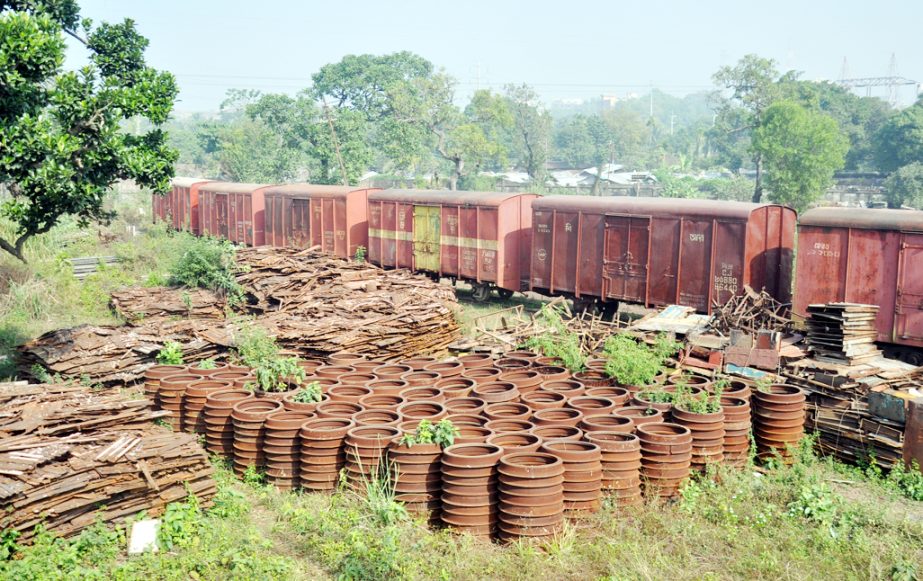 Essential goods of Bangladesh Railway which has been lying in the open sky for a long time. The authority concern yet to take any action to save this core assets.