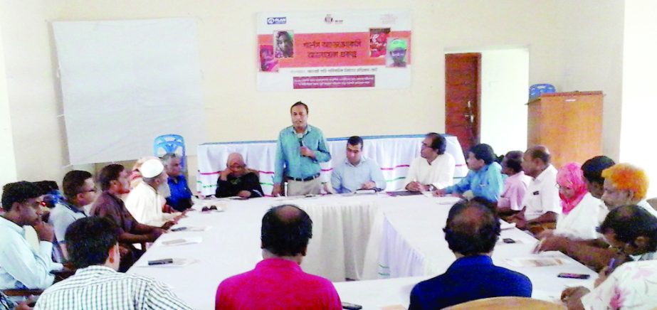GANGACHARA (Rangpur): Ruhul Ameen Mia, Additional District Administrator speaking at a view exchange meeting on Girls Advocacy Alliance Project at Gangachara Upazila as Chief Guest on Tuesday.