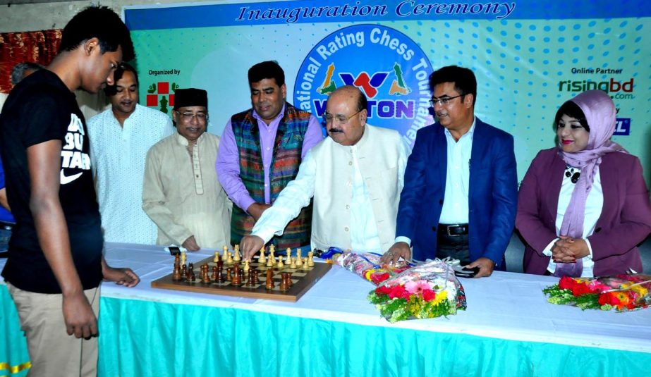 Adviser to Bangladesh Awami League Mozaffar Hossain Paltu formally opens the Walton International Rating Chess Competition at Bangladesh Chess Federation hall-room on Saturday.