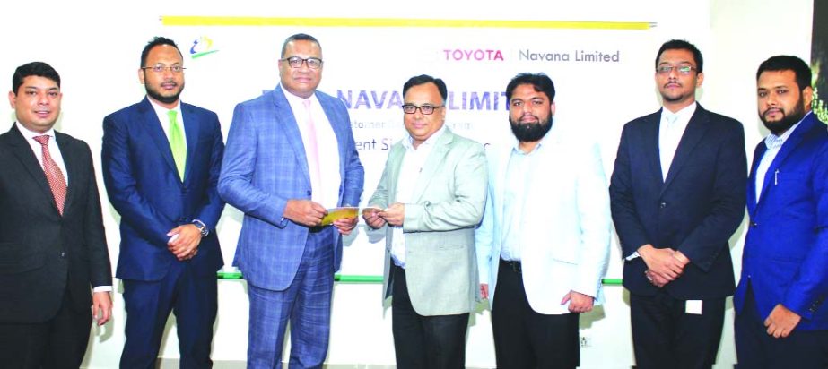 M. Khorshed Anowar, Head of Retail Banking, of Eastern Bank Ltd and Md. Shahood Mustansir, Head of Sales,,Navana Limited, sole distributor of Toyota vehicles in Bangladesh, exchanging documents after signing an agreement in Dhaka recently. Under the deal,