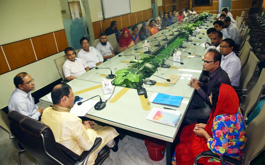 CCC Mayor A J M Nasir Uddin speaking at a view exchange meeting with Principal and Teachers of Fatehabad Degree College on Saturday.