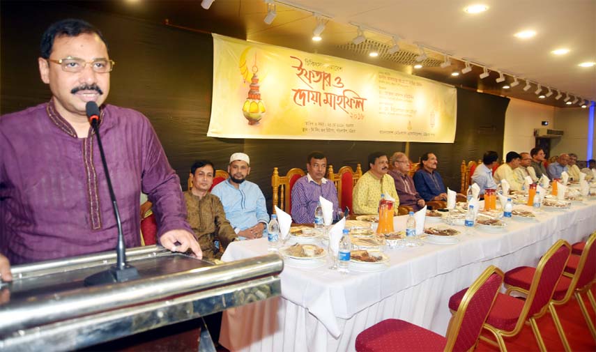CCC Mayor A J M Nasir Uddin speaking at an Iftar Mahfil of Bangladesh Medical Association at the Port City on Friday.