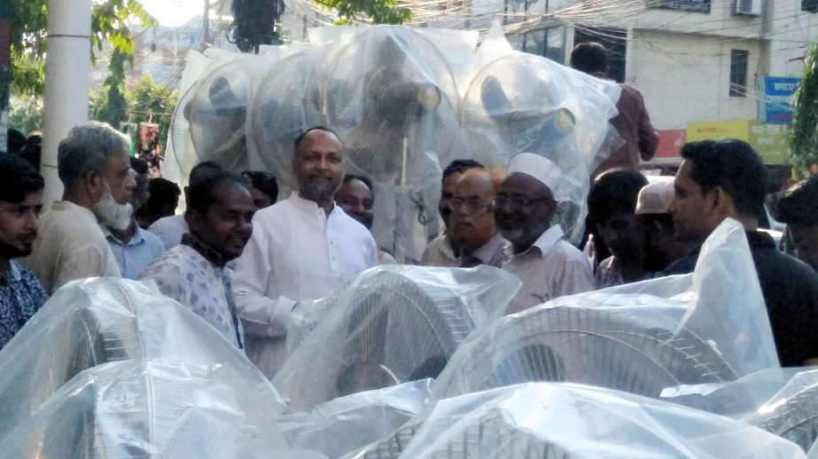 M A Latif MP donated fans for different mosques at the Port City recently.