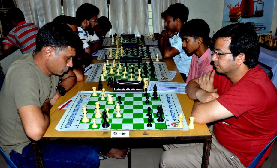 A scene from 3rd round games of the WALTON International FIDE Rating Chess Tournament-2018 at the Chess Federation hall-room at 2nd Floor in National Sports Council old building on Monday.