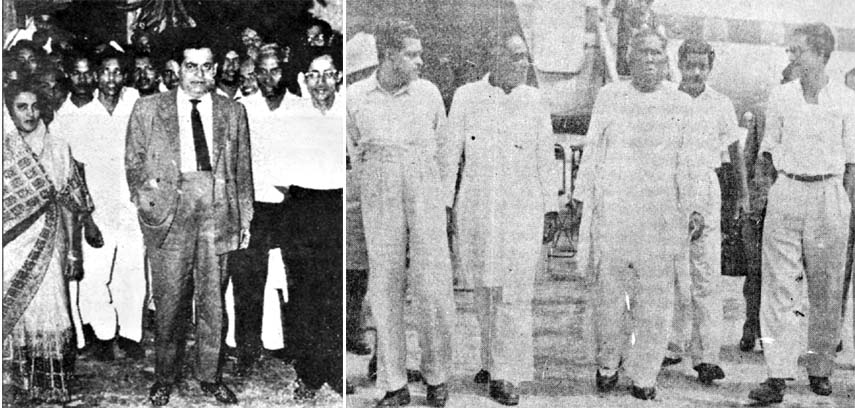 (From left to right ) Tofazzal Hossain Manik Mia, Ataur Rahman Khan, Sher-e-Bangla AK Fazlul Huq and Bangabandhu Sheikh Mujibur Rahman at Damdam Airport from Karachi on 30th May 1954 just after the United Front Ministry was dissolved by the central govern
